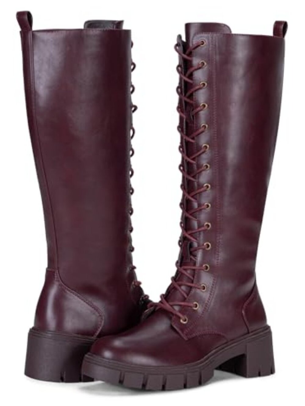 Vepose Women's Lace Up Platform Chunky Heel Knee High Combat Comfort Boots